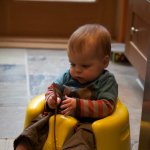 Rockin the Bumbo in the Kitchen